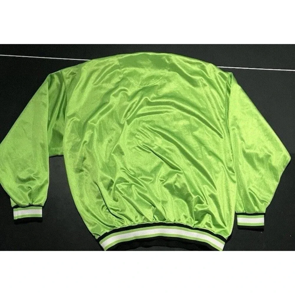Vintage Starter Mens XL Chicago Bulls Green Satin Pullover Jacket Crewneck